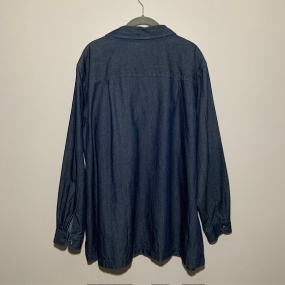 LL Bean Women Plus Gorpcore Tencel Blend Denim Button Down Cowgirl Shirt Size 2X - Picture 7 of 7